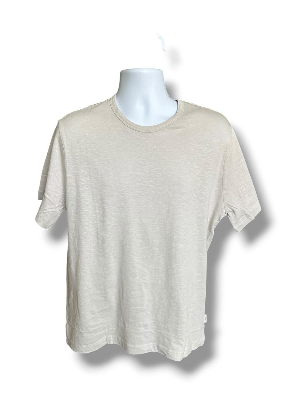 New Onia Men's Short Sleeve 100% Cotton Solid Slub Casual T-shirt Tan Large